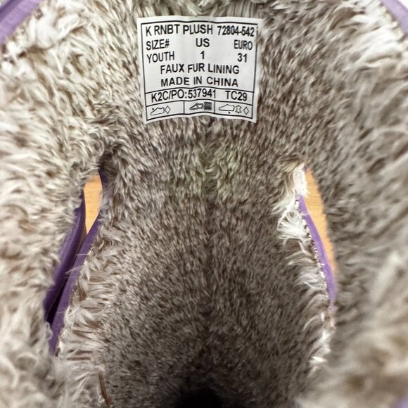 Bogs Kids Waterproof Plush Rain Boots Purple - Barely Worn - Fuzzy Warm size 1 - Picture 11 of 13